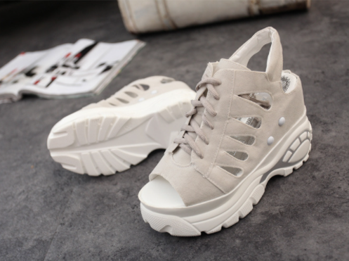 Lace-up Wedge Hollow High Wedge Sandals S-83