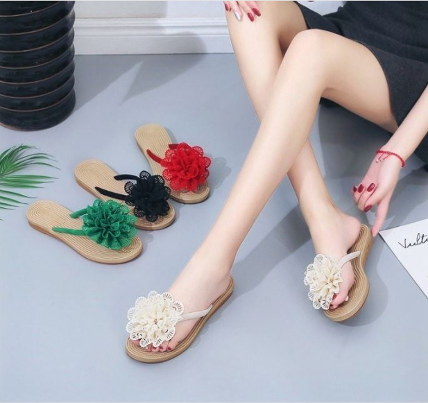 New Comfartable Flower Beach Flat Slippers S-78