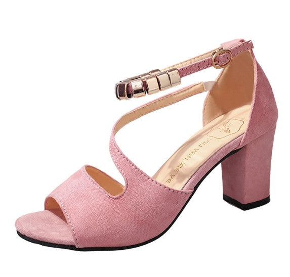 Formal Style High Heeled Beaded Buckle Sandals Shoes S-99