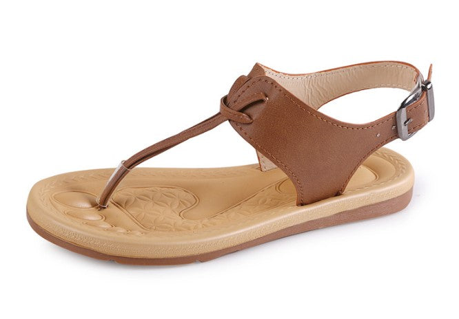 Neutral Tone Comfort Cream Sandals with Elegant Ankle Straps S-53