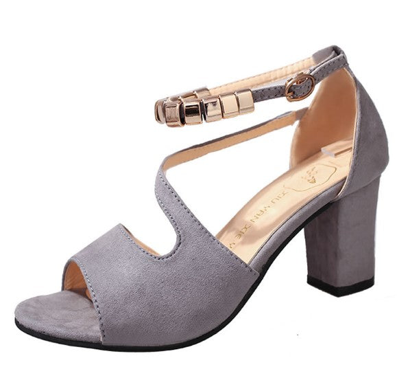 Formal Style High Heeled Beaded Buckle Sandals Shoes S-99