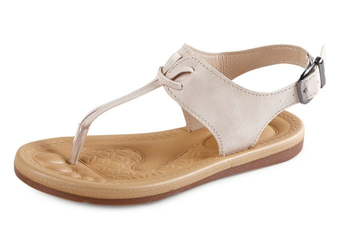 Neutral Tone Comfort Cream Sandals with Elegant Ankle Straps S-53