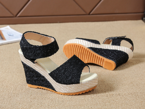 Elegant Lace Espadrille Wedges with Comfort Fit Design S-15