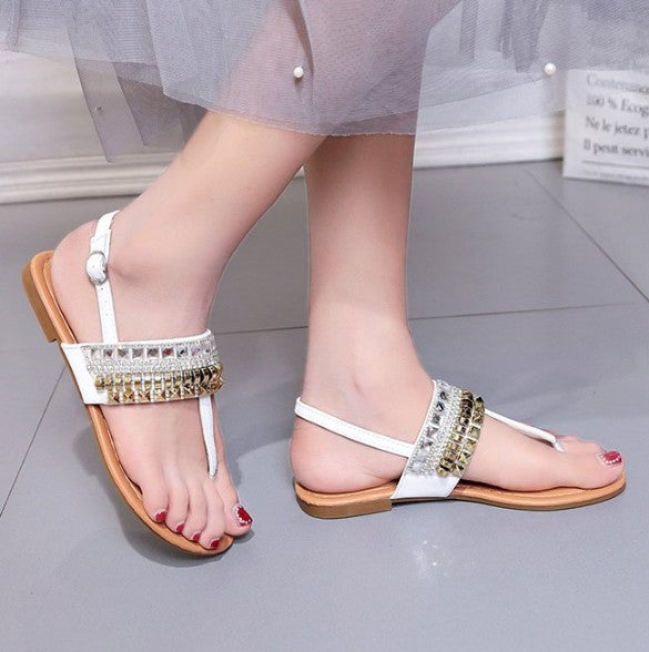Artisanal Embroidered Summer Sandals with Unique Strap Design S-54