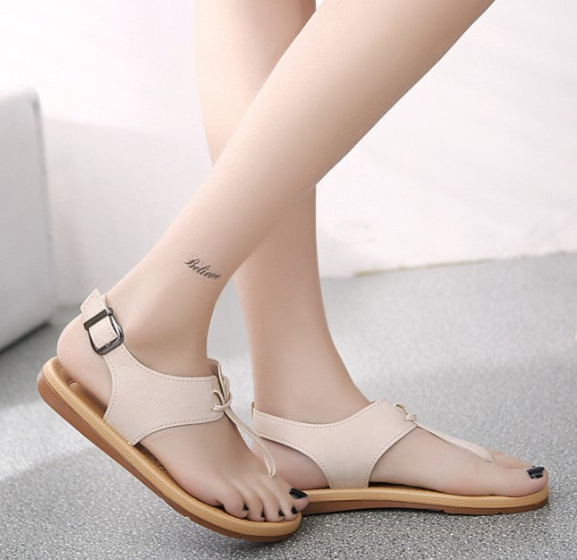 Neutral Tone Comfort Cream Sandals with Elegant Ankle Straps S-53