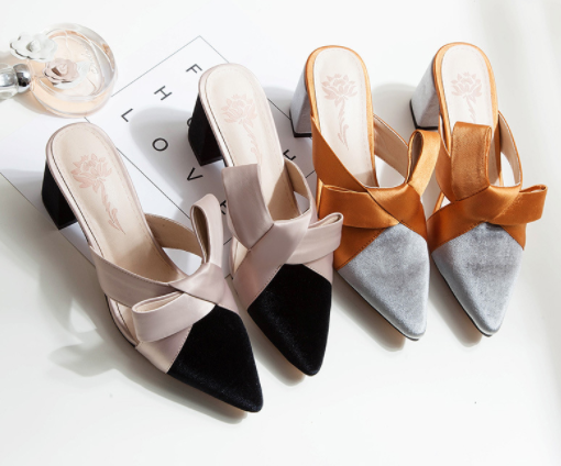 Elegance Reimagined Slingback Heels with Bold Mustard Bow S-63