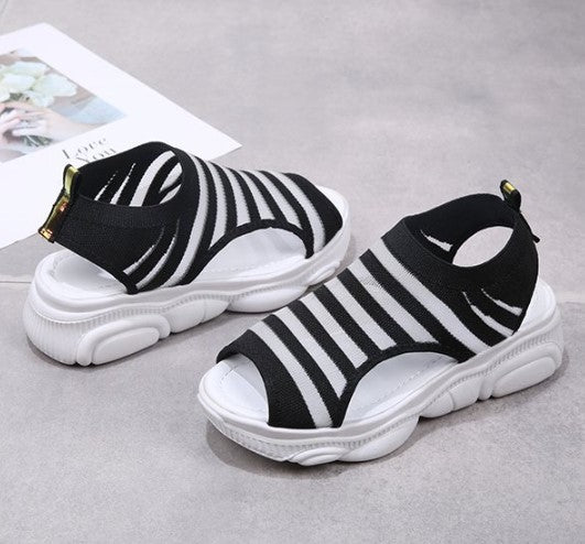 Trendy Athletic Inspired Strappy Sandals with Chunky Rubber Soles S-56