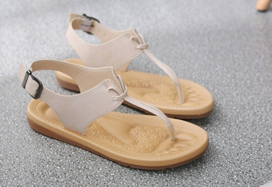 Neutral Tone Comfort Cream Sandals with Elegant Ankle Straps S-53