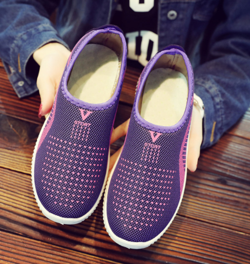 Sporty Magenta Slip On Sneakers with Breathable Mesh S-61