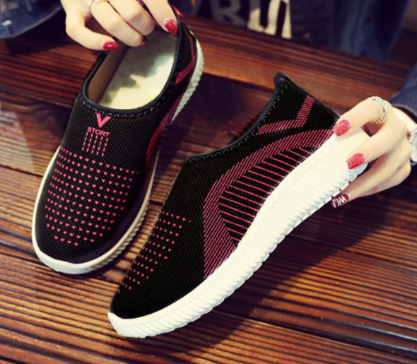 Sporty Magenta Slip On Sneakers with Breathable Mesh S-61