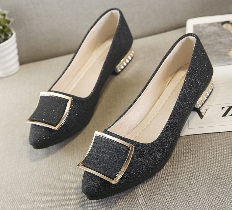 Dazzling Glittered Ballet Flats Silver Accents Perfect for Evening Elegance S-11