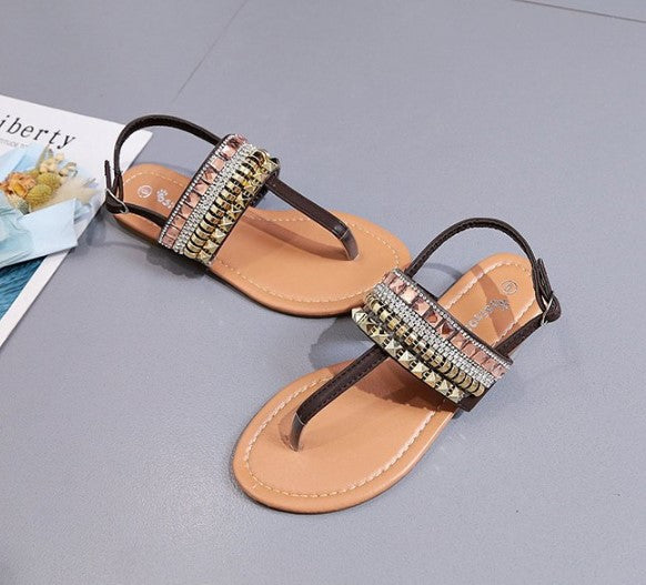 Artisanal Embroidered Summer Sandals with Unique Strap Design S-54