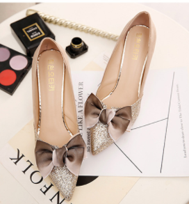 Elegant Suede Pumps with Glittering Toe Cap S-59