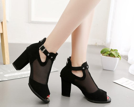 Elegant Mesh Heels with Celestial Charms S-47