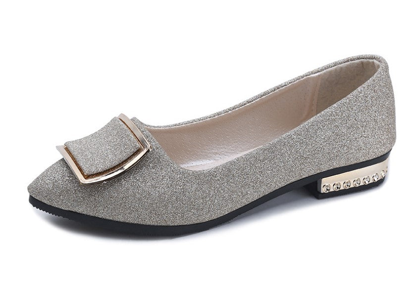Dazzling Glittered Ballet Flats Silver Accents Perfect for Evening Elegance S-11
