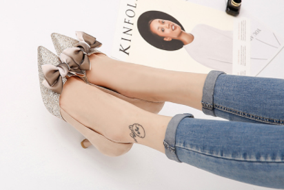 Elegant Suede Pumps with Glittering Toe Cap S-59