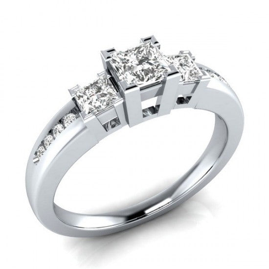 Silver Princess Cut White Sapphire Party Ring