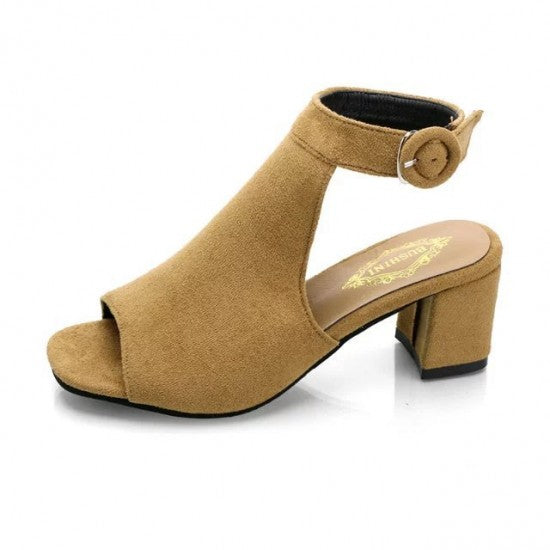 Classic Block Heel Sandals with Elegant Ankle Strap S-12