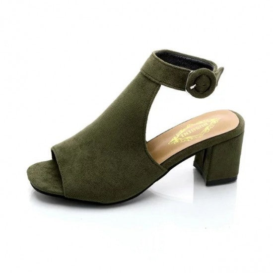 Classic Block Heel Sandals with Elegant Ankle Strap S-12