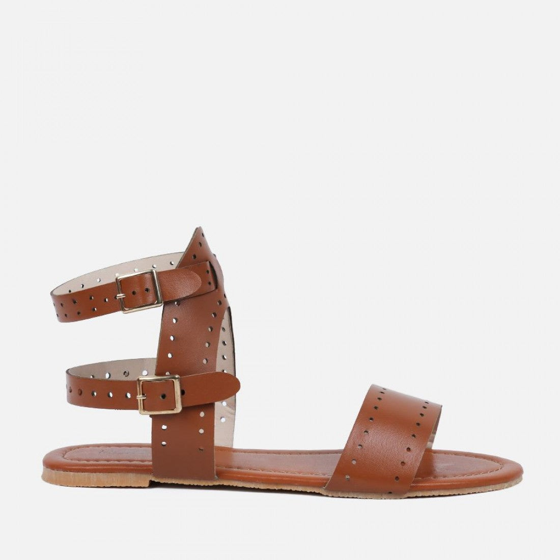 Ankle Strap Open Toe Buckle Flat Women Sandal S-107