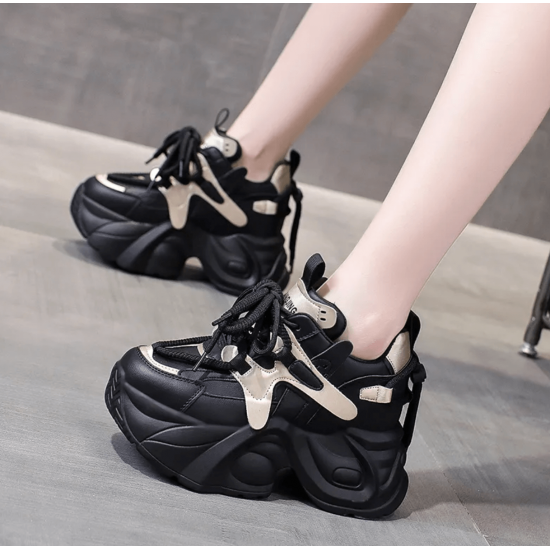 Beige and Pink Chunky Sneakers for Women – Trendy Platform Sports Shoes