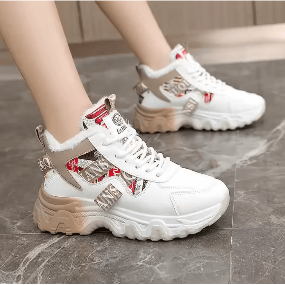 Chunky Lace-Up Sneakers Casual Shoes for Women S-174