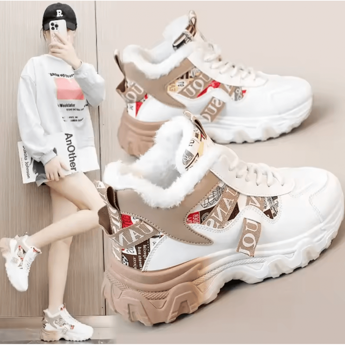 Chunky Lace-Up Sneakers Casual Shoes for Women S-174