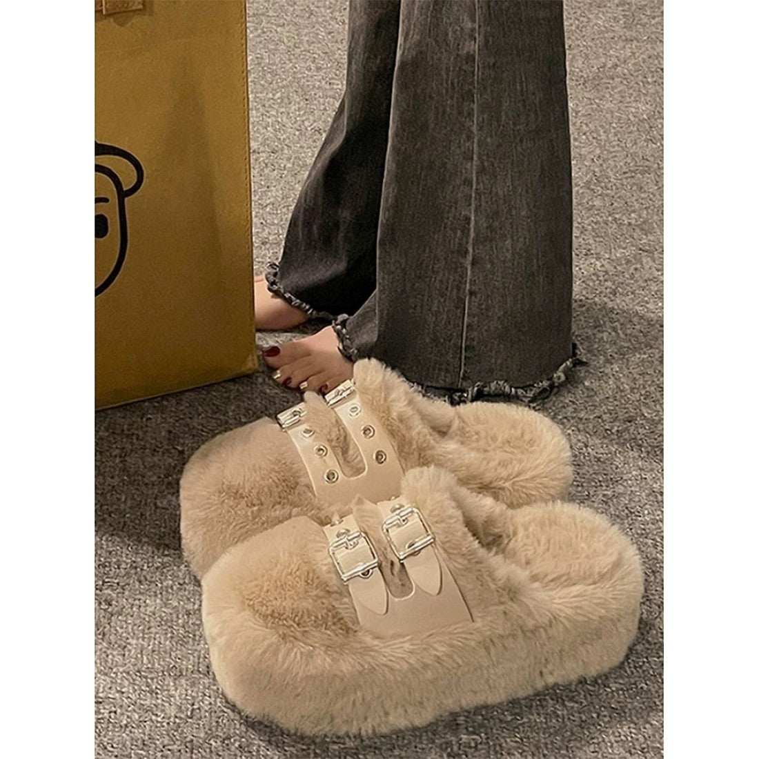 Cozy Slippers for Women with Double Buckle Straps S-179