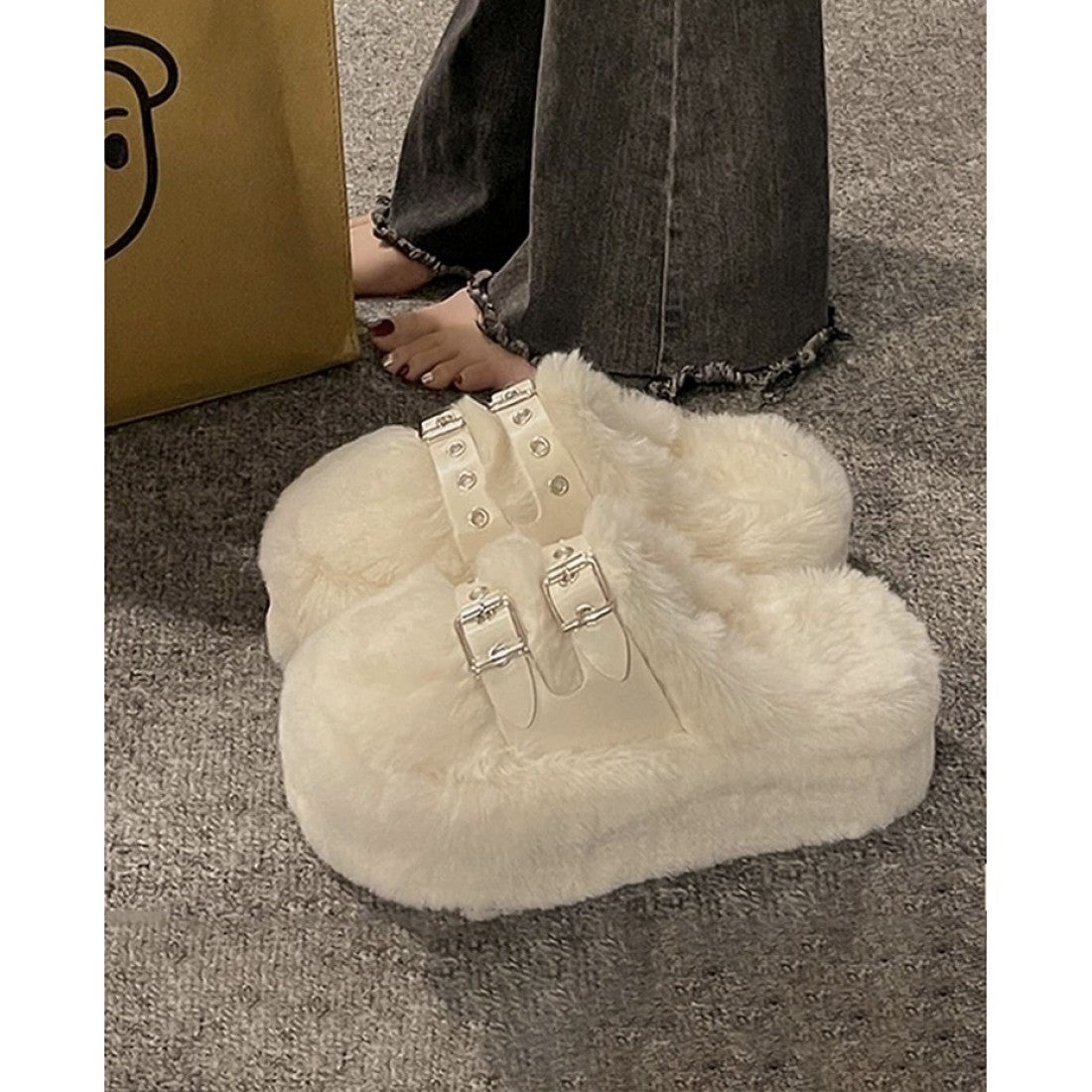 Cozy Slippers for Women with Double Buckle Straps S-179