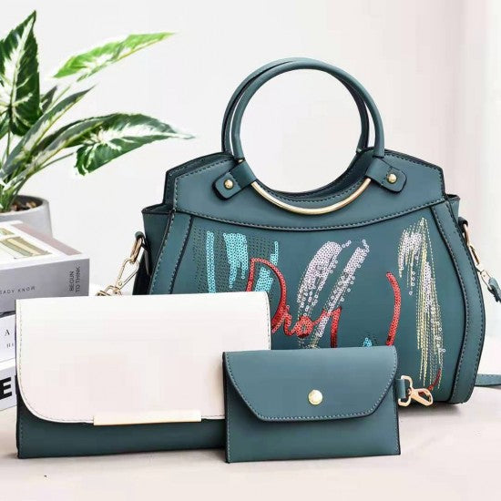 Cross-Body Designer Ladies Handbags Set - Black