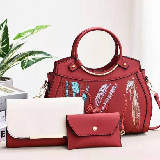 Cross-Body Designer Ladies Handbags Set - Black
