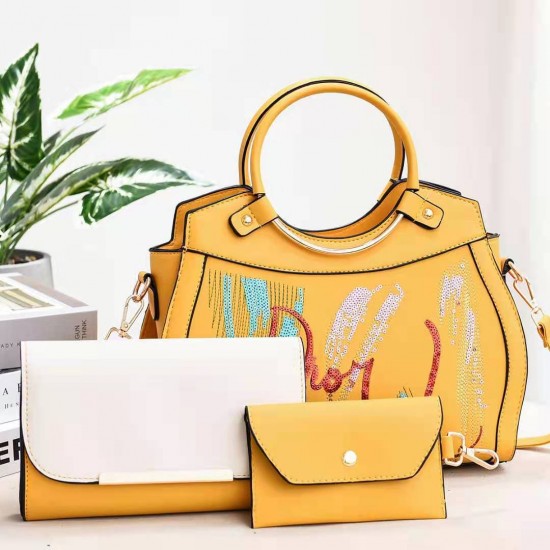 Cross-Body Designer Ladies Handbags Set - Black