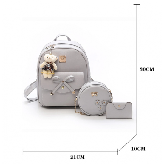 European Style Backpack With Handbag-Grey