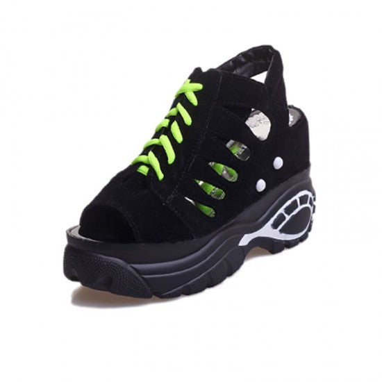 Lace-up Wedge Hollow High Wedge Sandals S-83