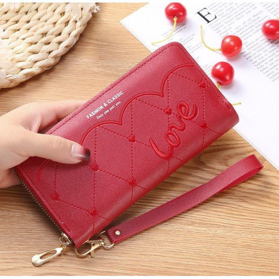 Love Printed Ladies Wallet - Red