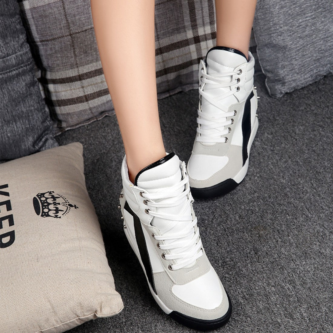 New Fashion Black Wedge Sneakers S-92
