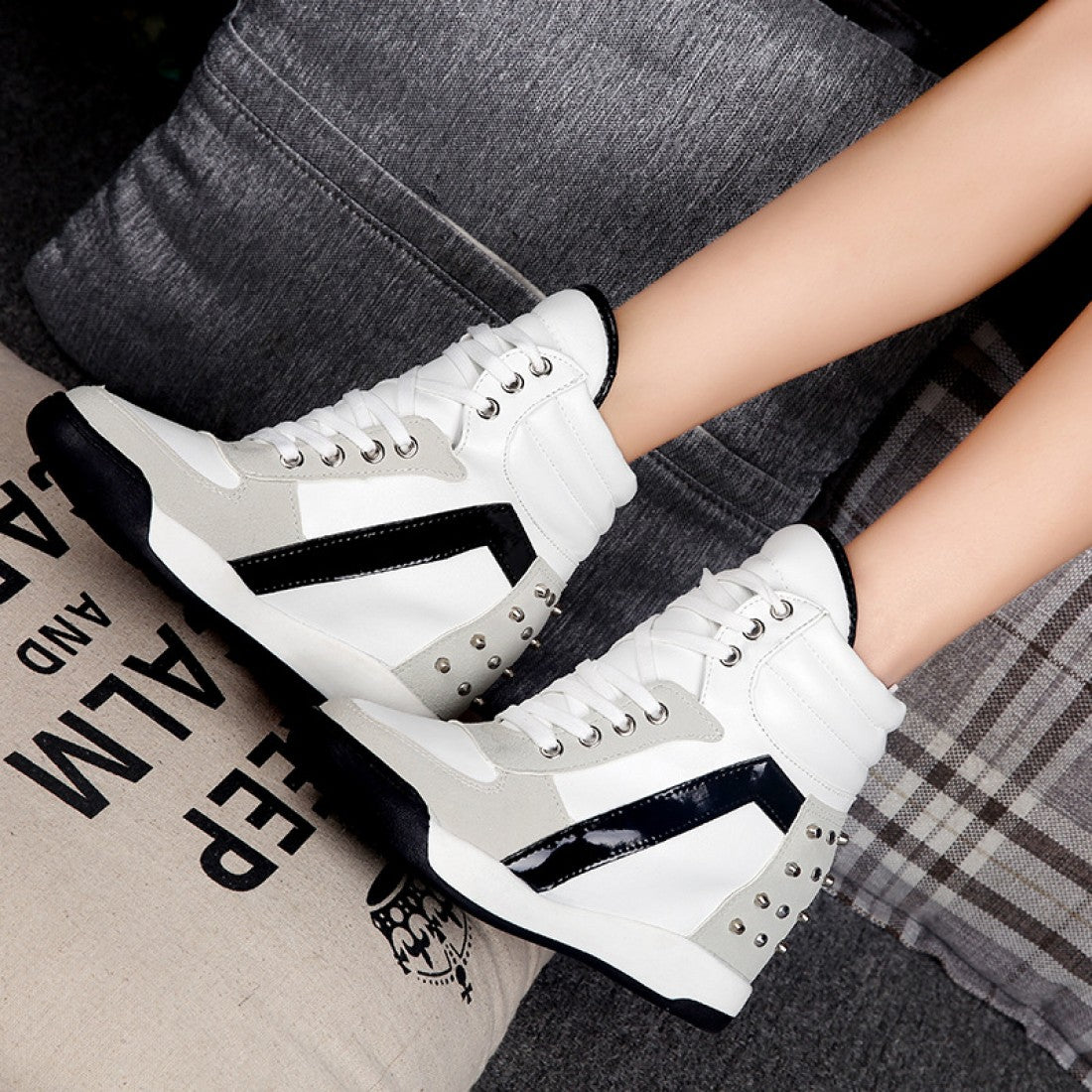 New Fashion Black Wedge Sneakers S-92