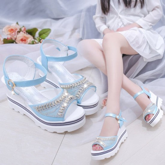 New Fish Mouth buckle Blue Ladies Sandals