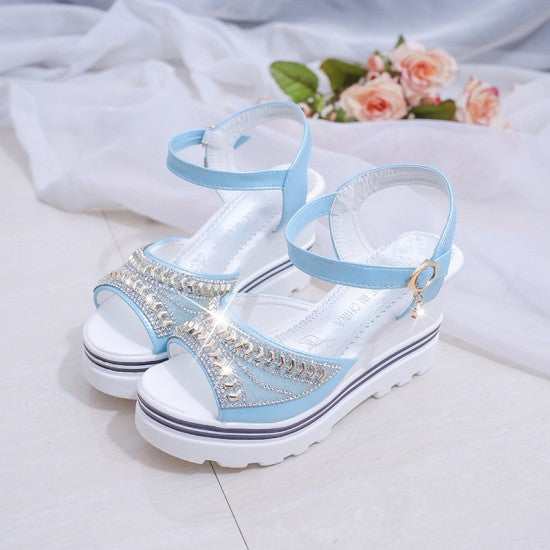 New Fish Mouth buckle Blue Ladies Sandals