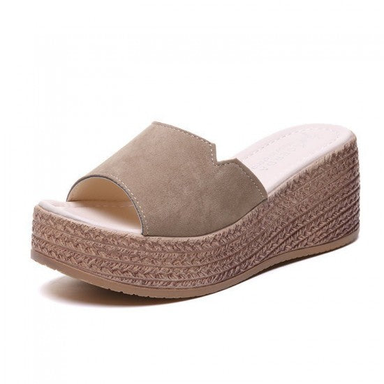 New Korean Thick-soled High-Heeled Sandals - Brown