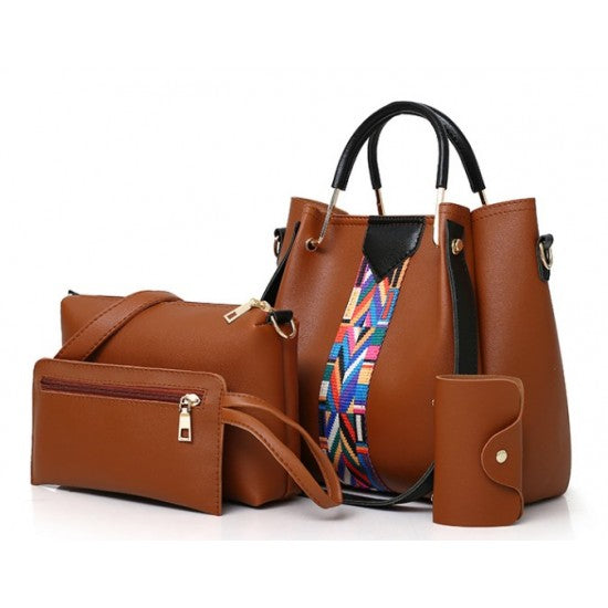 New Woman White Color 4 Piece Shoulder Bag