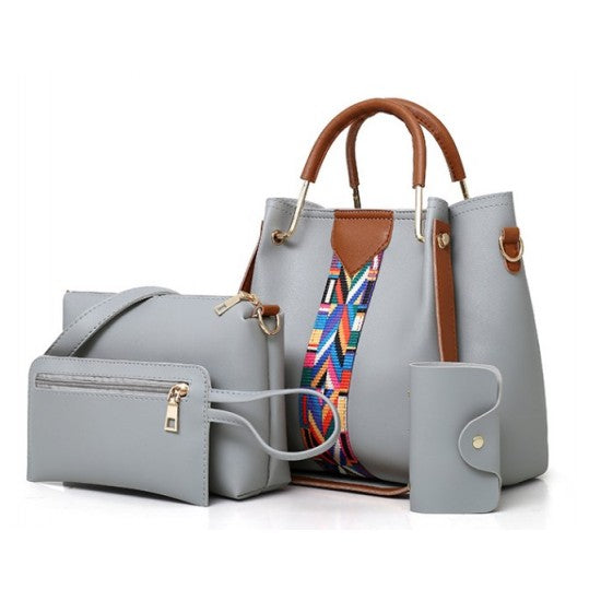 New Woman White Color 4 Piece Shoulder Bag