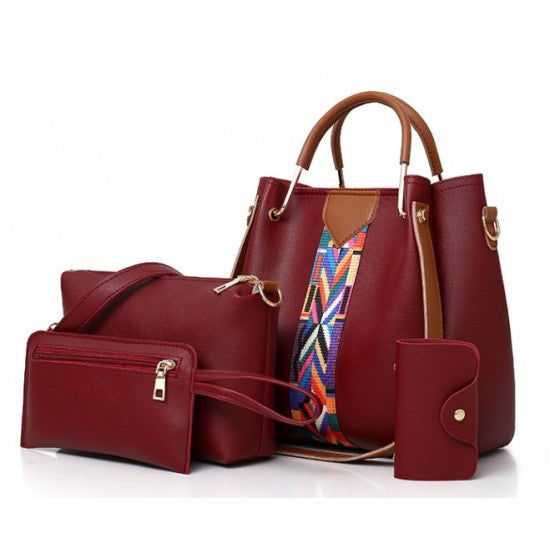 New Woman White Color 4 Piece Shoulder Bag