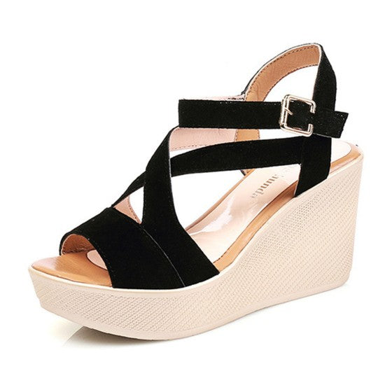 Versatile Espadrille Wedge Sandals with Cross-Strap Design S-25