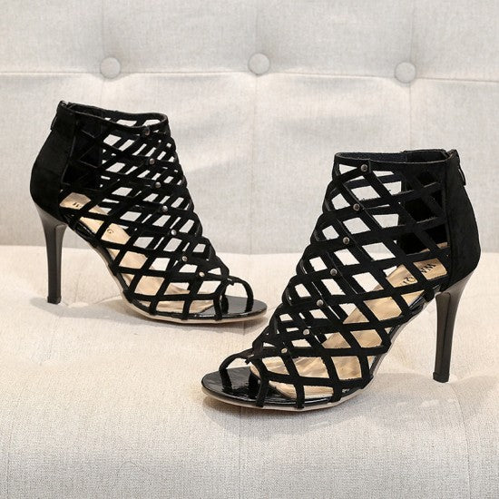 Elegant Lattice High Heels with Luxe Pointed Toe S-22