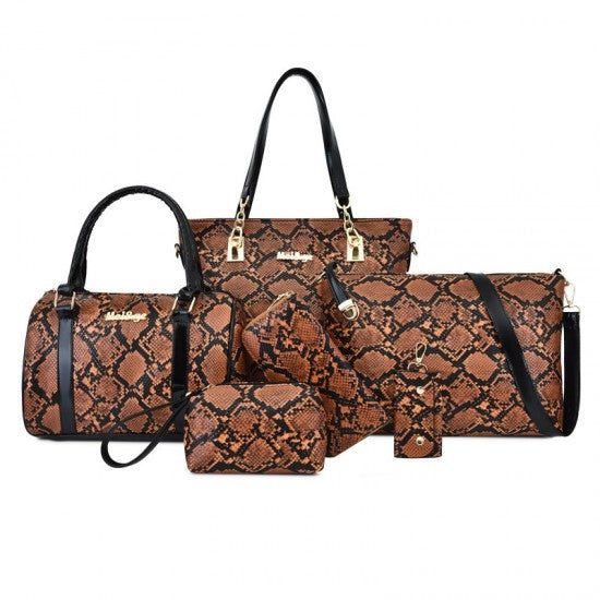 Python Pattern Ladies Handbags Set - Blue