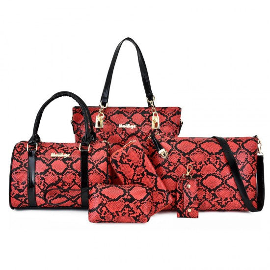 Python Pattern Ladies Handbags Set - Blue