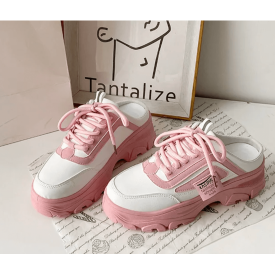 Trendy White Chunky Mule Sneakers for Women