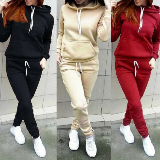 Trending Hoodie Style Sport Wear Two Piece TrackSuit - Red