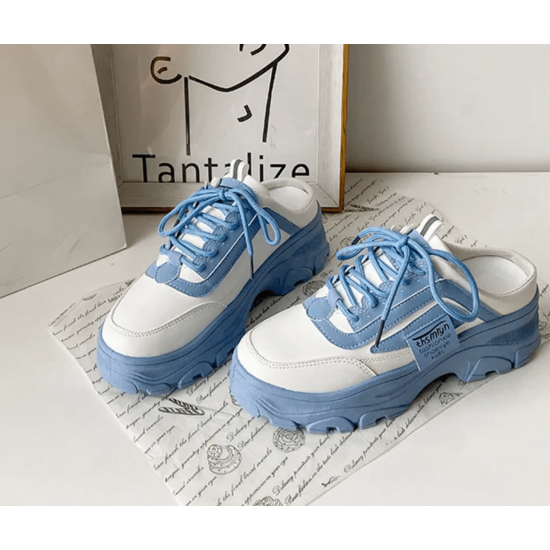 Trendy White Chunky Mule Sneakers for Women